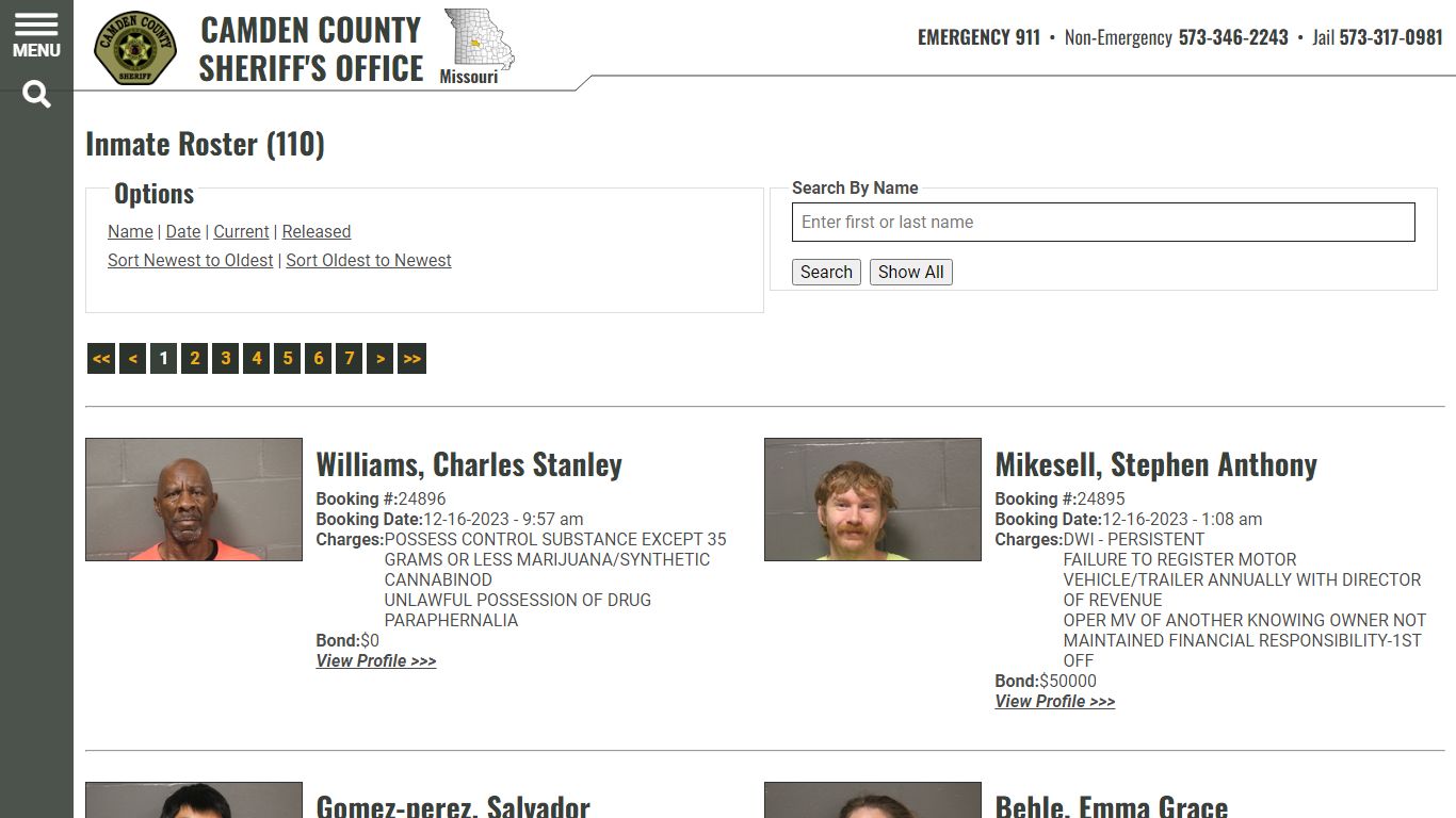 Inmate Roster - Camden County Missouri Sheriff's Office